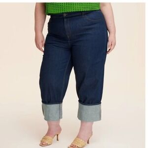 Kate Spade x Target Women's Straight Leg Cuffed Dark Wash Denim Jeans 14